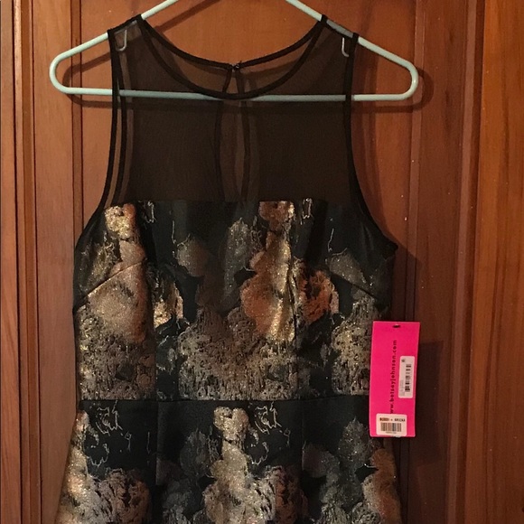 Betsey Johnson Black & Gold Metallic Sheath Dress - Picture 3 of 9